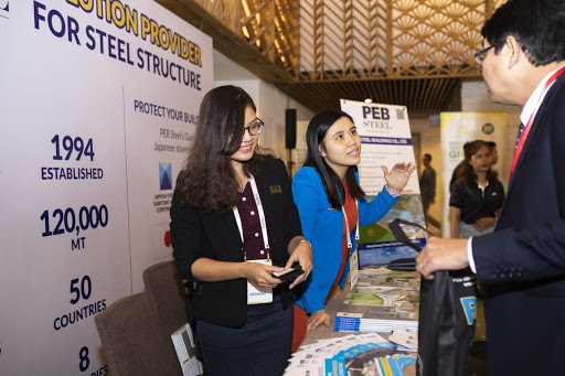 A picture of PEB Steel's representative desk at Forbes 2018 Business Forum.