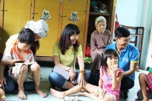 The joy of PEB Steel's staff when having a conversation with people in Cu Chi's Blind Home